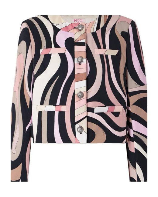 Emilio Pucci White Round Neck Cropped Jacket