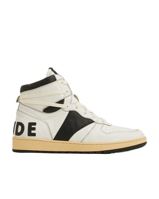 Rhude White High-Top Lace-Up Sneakers for men
