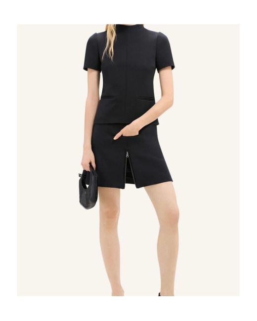 Courreges Black Zip-Detail Twill Miniskirt