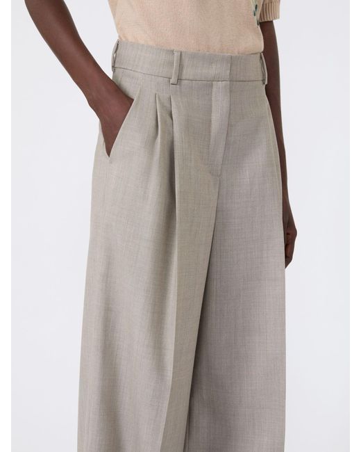 Weekend by Maxmara Gray Virgin Wool Wide-Leg Trousers