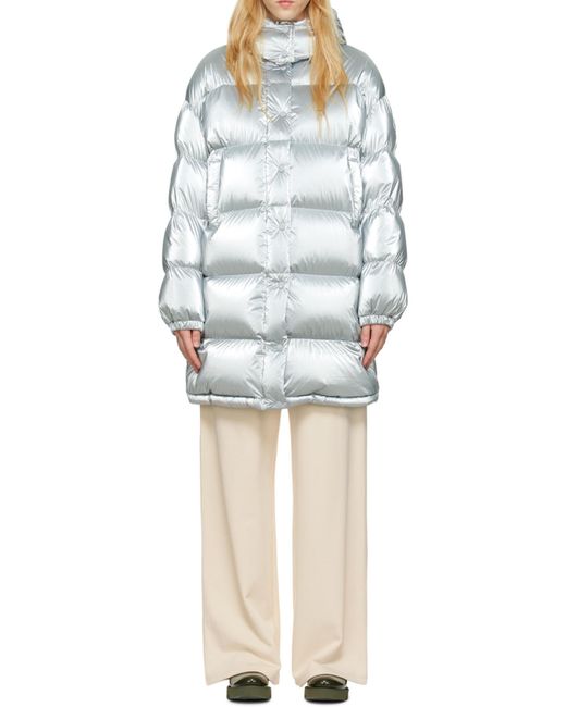 Moncler Gray Logo-Patch Padded Coat