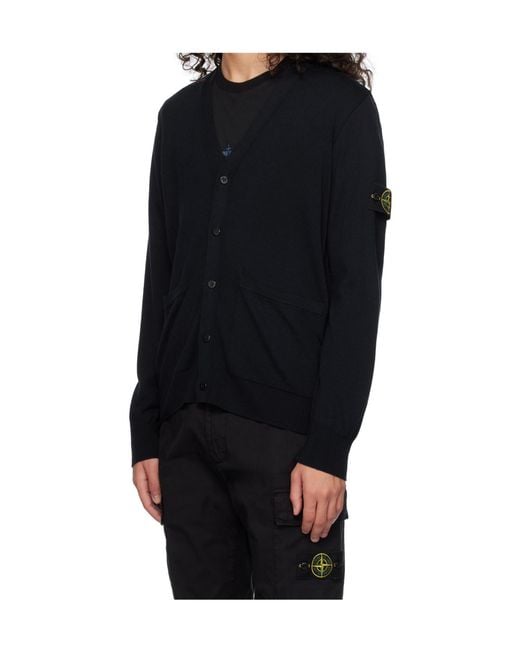 Stone Island Blue Long-Sleeve Knit Cardigan for men