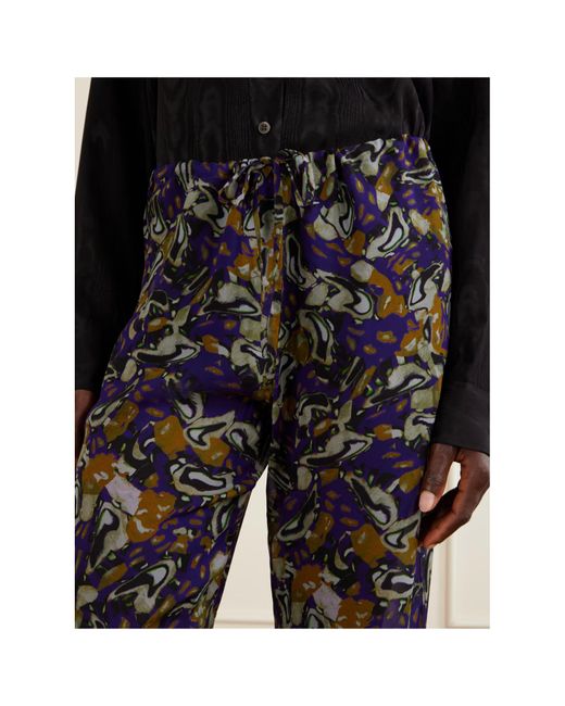 Dries Van Noten Blue Elasticated Viscose Pants