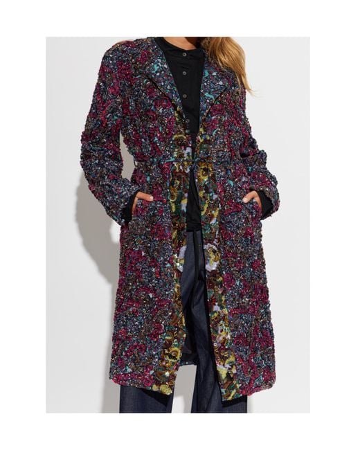 Dries Van Noten Blue Embroidered Coat