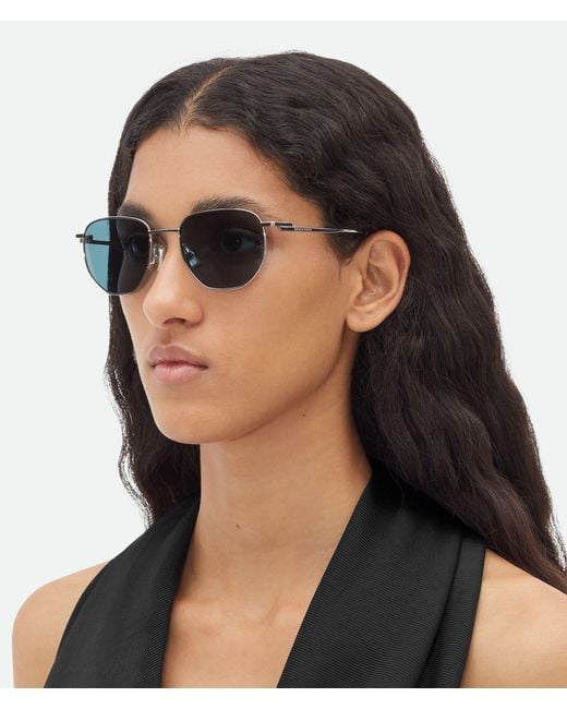 Bottega Veneta Blue Eyewear Split Panthos Sunglasses