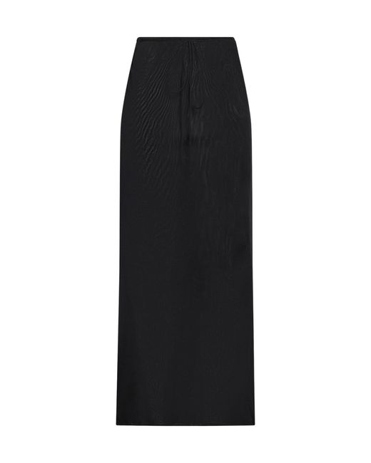 Saint Laurent Black Solid Color Tulle Midi Skirt