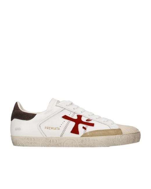 Premiata Pink Logo Patch Sneakers