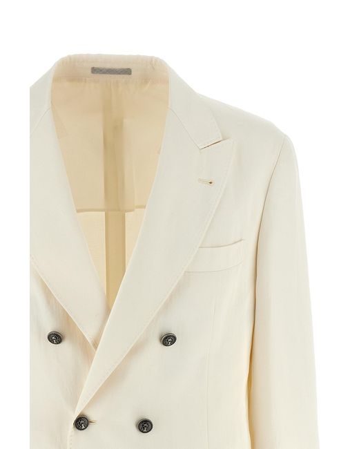 Brunello Cucinelli White Double-Breasted Blazer for men