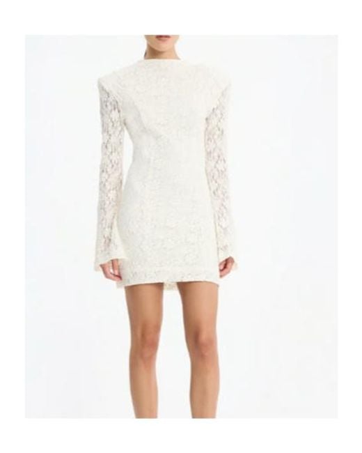 ROTATE BIRGER CHRISTENSEN White Floral-Lace Long-Sleeve Mini Dress