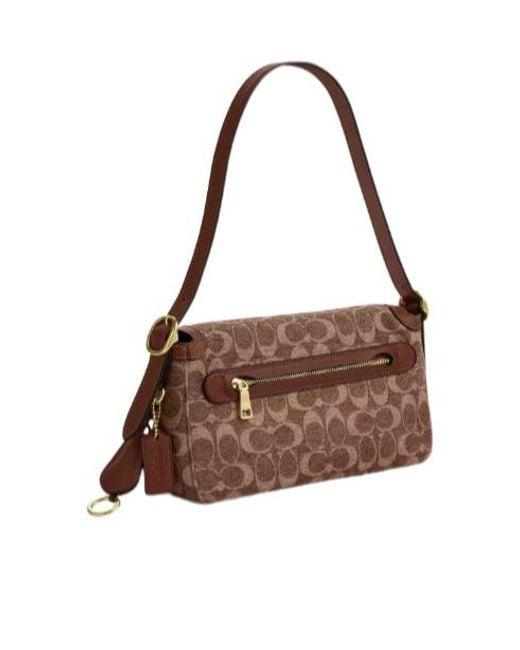 COACH Brown Etta Small Flap Shoulder Bag