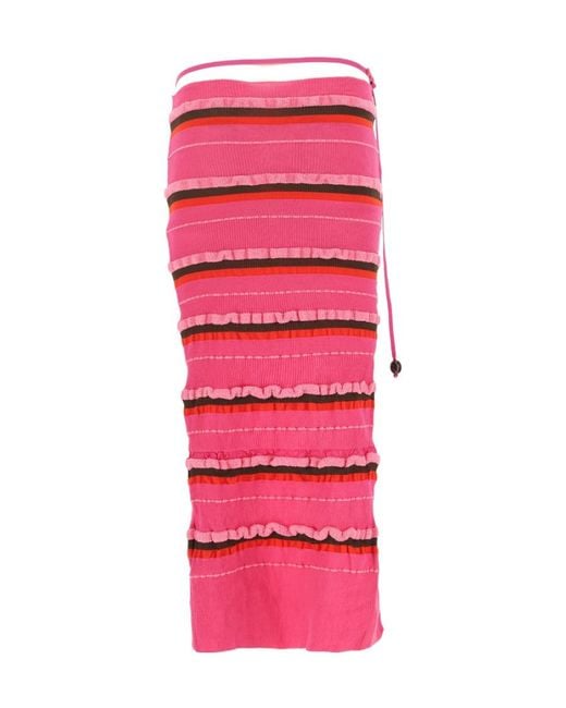 Jacquemus Pink Asymmetric Striped Skirt