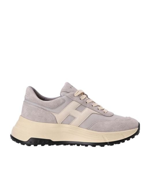 Hogan White Hi-Fi Panelled Lace-Up Sneakers