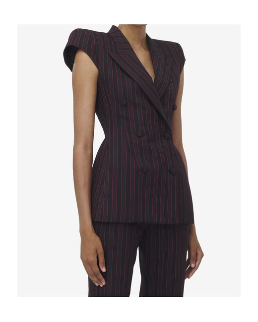 McQueen Black Wool Vest