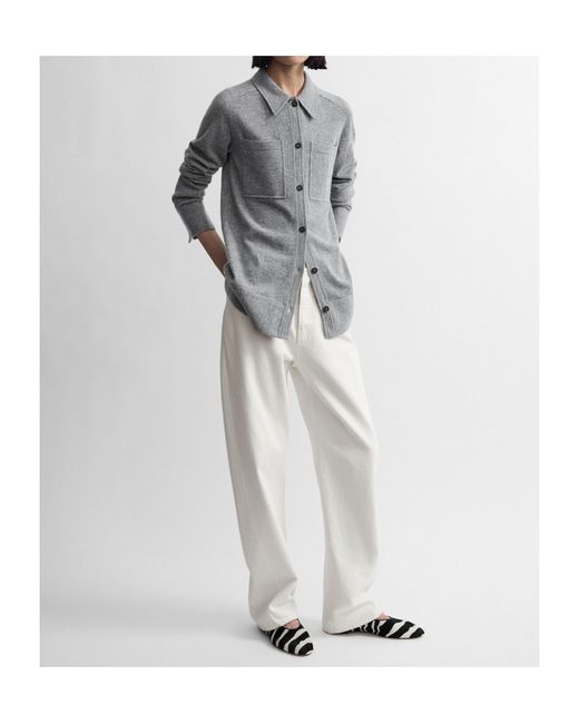 Totême Gray Patch-Pocket Knitted Shirt