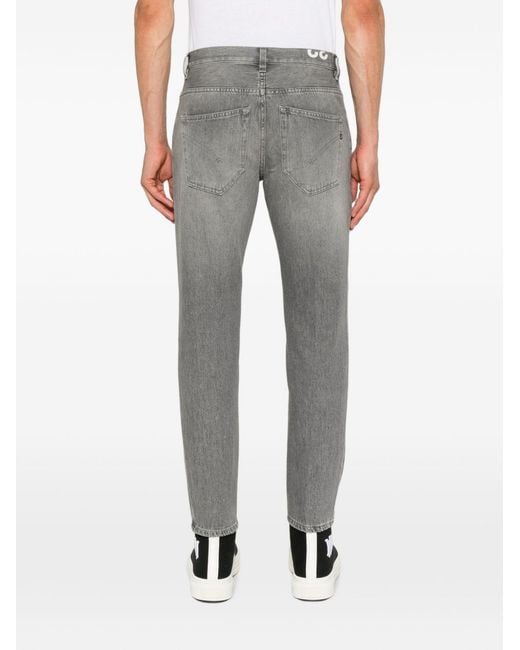 Dondup Gray Faded Tapered Jeans for men