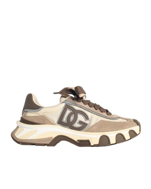 Dolce & Gabbana Natural Airmaster Dg Logo Patch Sneakers for men