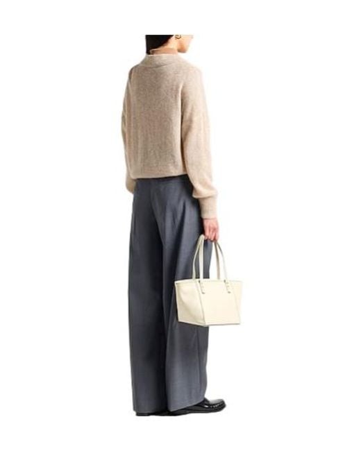 Brunello Cucinelli White Solid Lightweight Knit Sweater