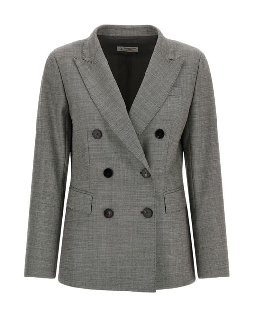 Alberto Biani Gray Double-Breasted Blazer