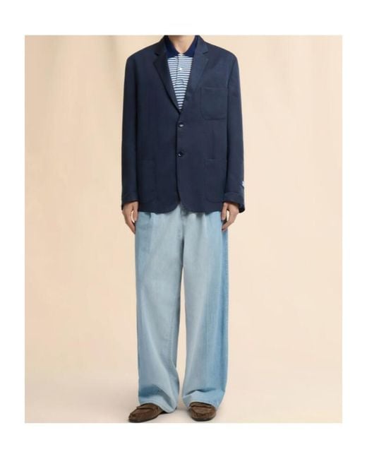 Marni Blue Deep Satin Single-Breasted Jacket for men