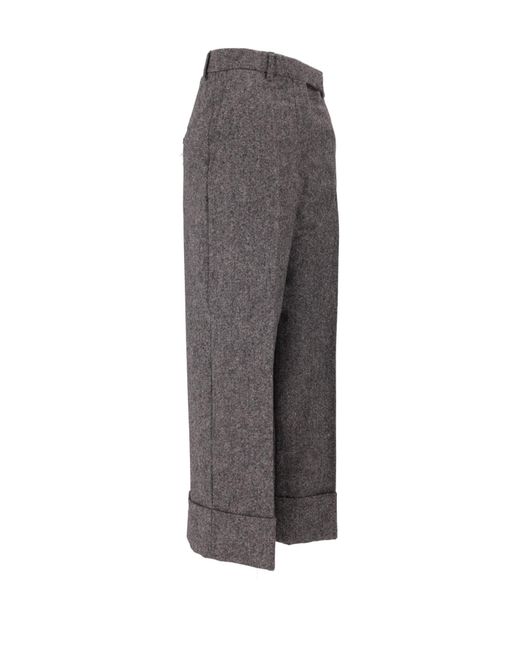 Thom Browne Gray High-Waist Straight-Leg Trousers