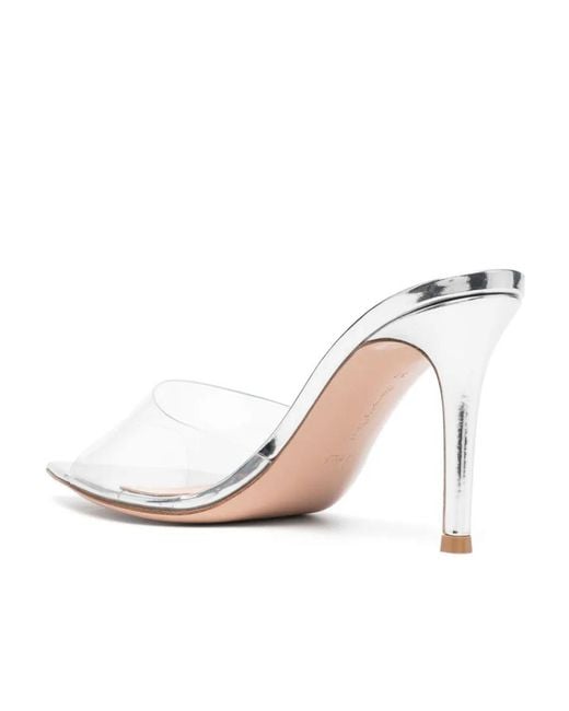 Gianvito Rossi White Elle Metal-Sensitive Pointed High-Heeled Sandals