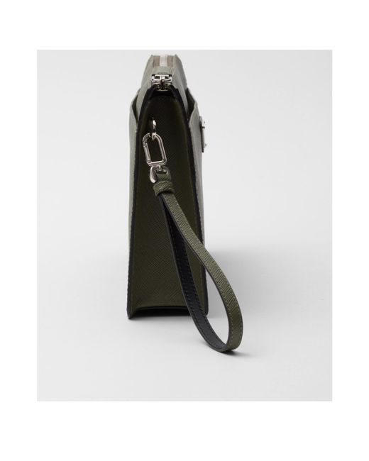 Prada Green Saffiano Leather Pouch for men