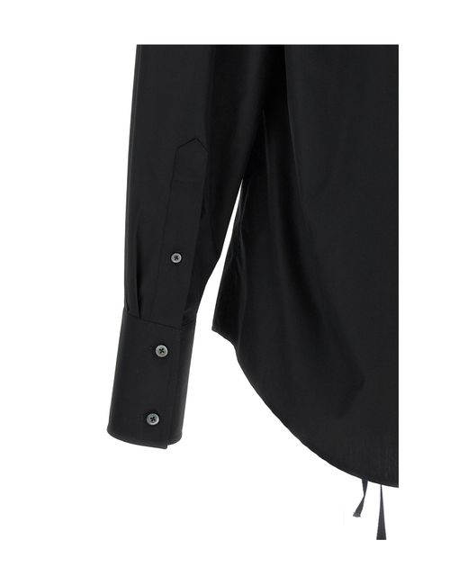 Maison Margiela Black V-Neck Poplin Shirt for men