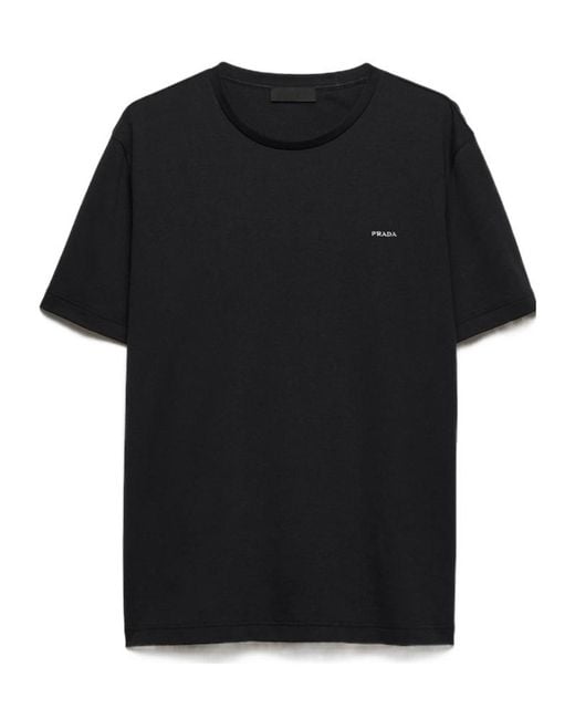 Prada Black Logo-Embroidered Short-Sleeve T-Shirt for men