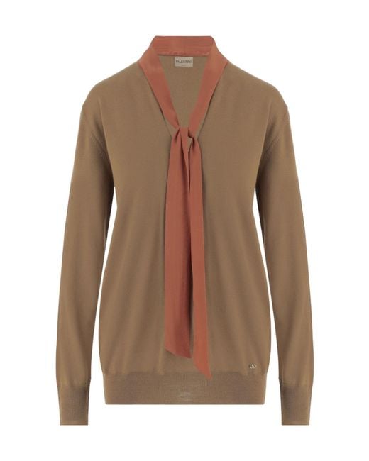 Valentino Brown Long-Sleeve Knit Top