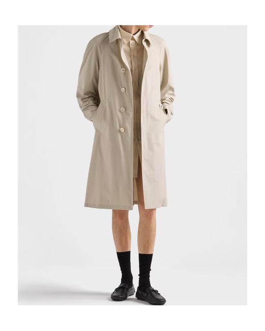 Prada Natural Single-Breasted Long Coat for men