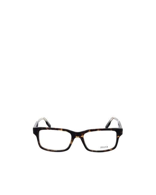 Zegna White Rectangular Frame Glasses for men