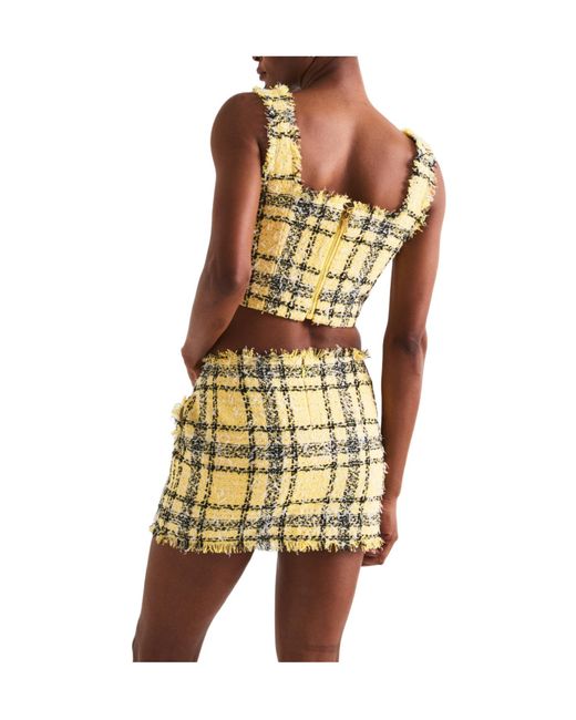 Balmain Metallic Check Tweed Cropped Camisole
