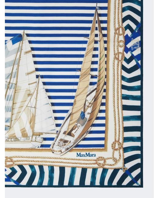 Max Mara Blue Printed Silk Foulard