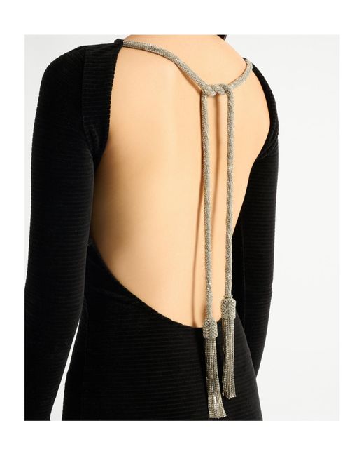 Balmain Black Long Velvet Dress