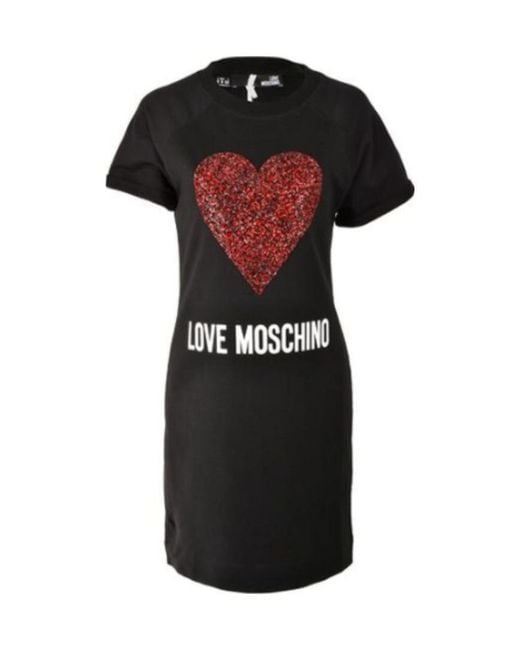 Moschino Black Heart-Shaped Hot Drill Stretch Dress