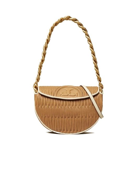 Tory Burch White Mini Fleming Crescent Bag