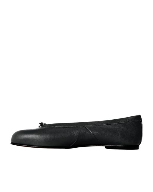 Maison Margiela Black Soft Leather Flat Ballet Shoe