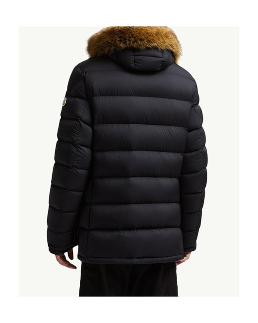 Moncler Black Clunye Hooded Mid-Length Down Jacket for men