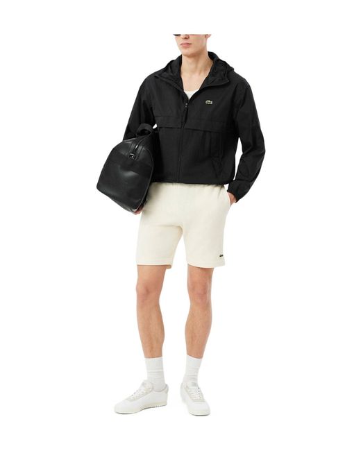 Lacoste Black Solid Color Windbreaker for men