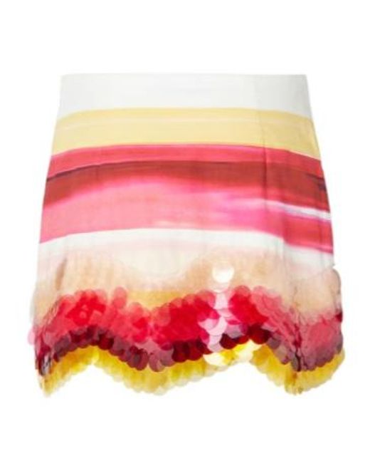 Fendi Pink Sequin-Embellished Striped Mini Skirt