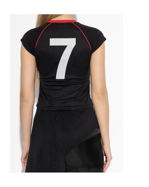 Vetements Black Letter Print V-Neck Top
