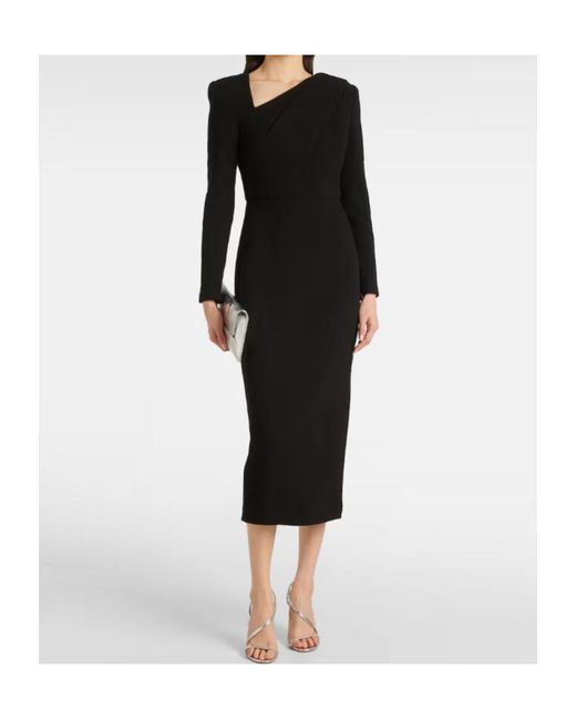 Roland Mouret Black Wool Crêpe Midi Dress