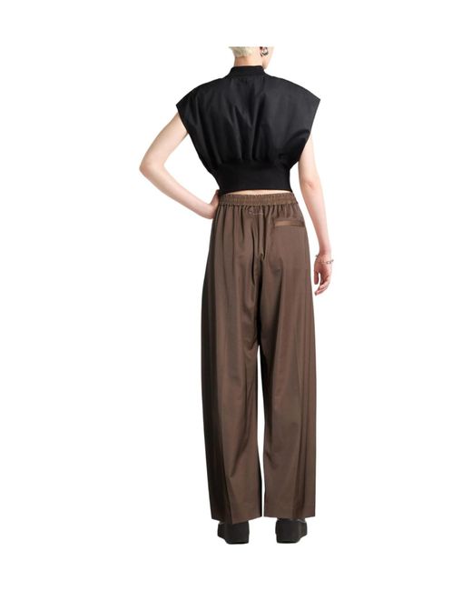 MM6 by Maison Margiela Brown Solid Color Wideleg Trousers