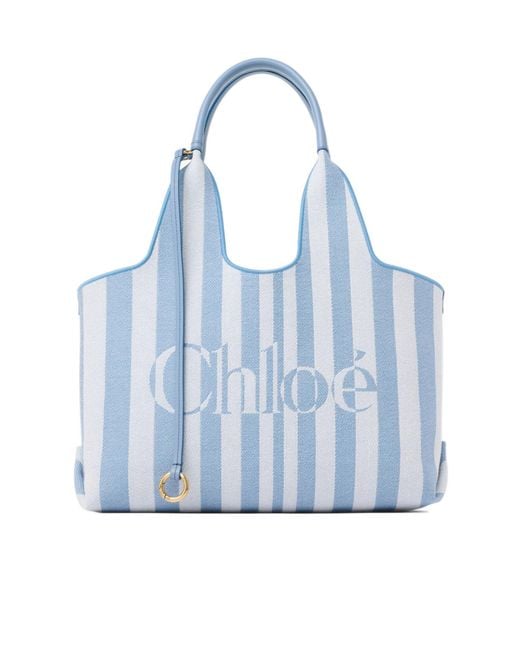 Chloé Blue Chloé Stripy East-West Tote Bag