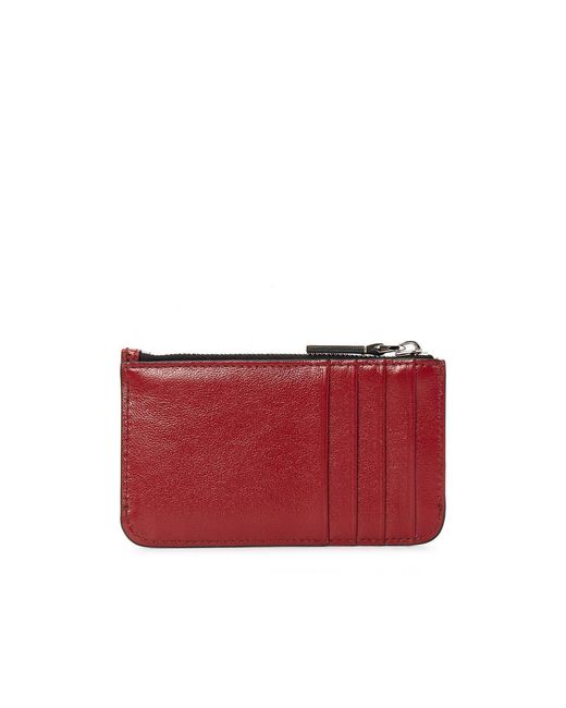 Marni Red Logo-Print Leather Card Holder for men