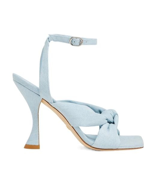 Stuart Weitzman White Logo High-Heeled Sandals