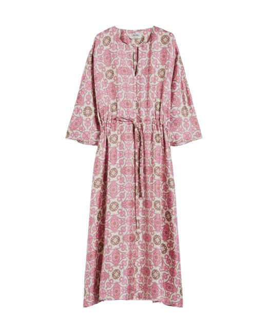 Max Mara Pink 'S Fulvia All-Over Patterned V-Neck Dress