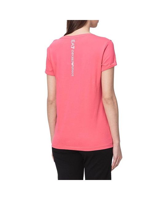 EA7 Pink T-Shirt With Round Neck And Short Sleeves