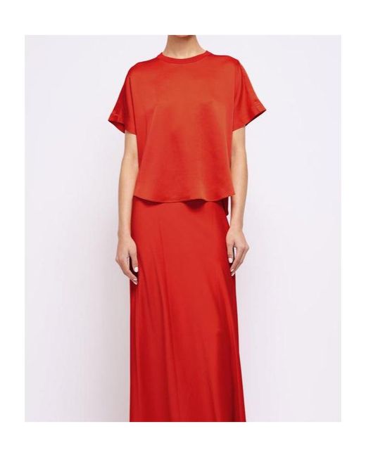 Jonathan Simkhai Red Addy Knit-Panel T-Shirt