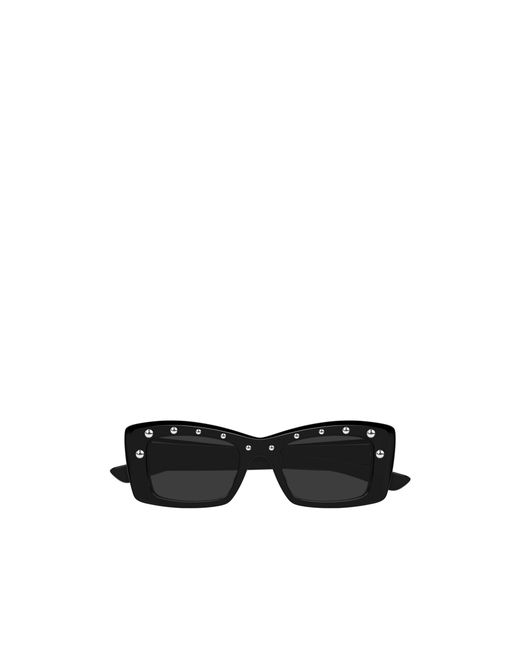 McQueen Black Eyewear Rectangle Frame Sunglasses